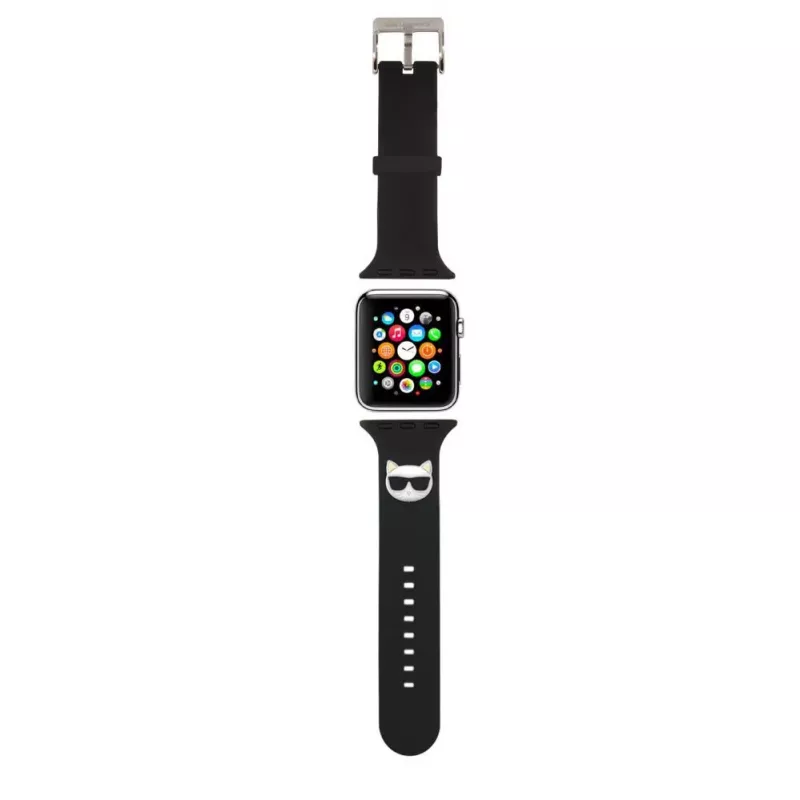 Karl Lagerfeld Apple Watch 38/40/41mm Choupette Head remienok na hodinky čierna