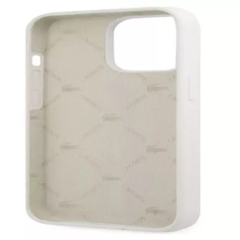 Lacoste Apple iPhone 13 Pro Liquid Silicone Allover Pattern puzdro biela