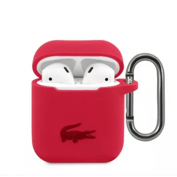 Lacoste Apple AirPods 1/2 Liquid Silicone Glossy Printing Logo puzdro červená