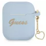Guess AirPods 1/2 kryt silikón Charm Heart Collection modrý
