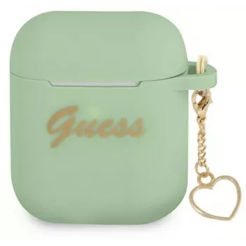 Guess GUA2LSCHSN silikónové puzdro Charm Heart Collection pre Apple AirPods 1/2, zelená