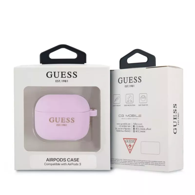 Guess Apple AirPods 3 Charms silikónové puzdro fialová