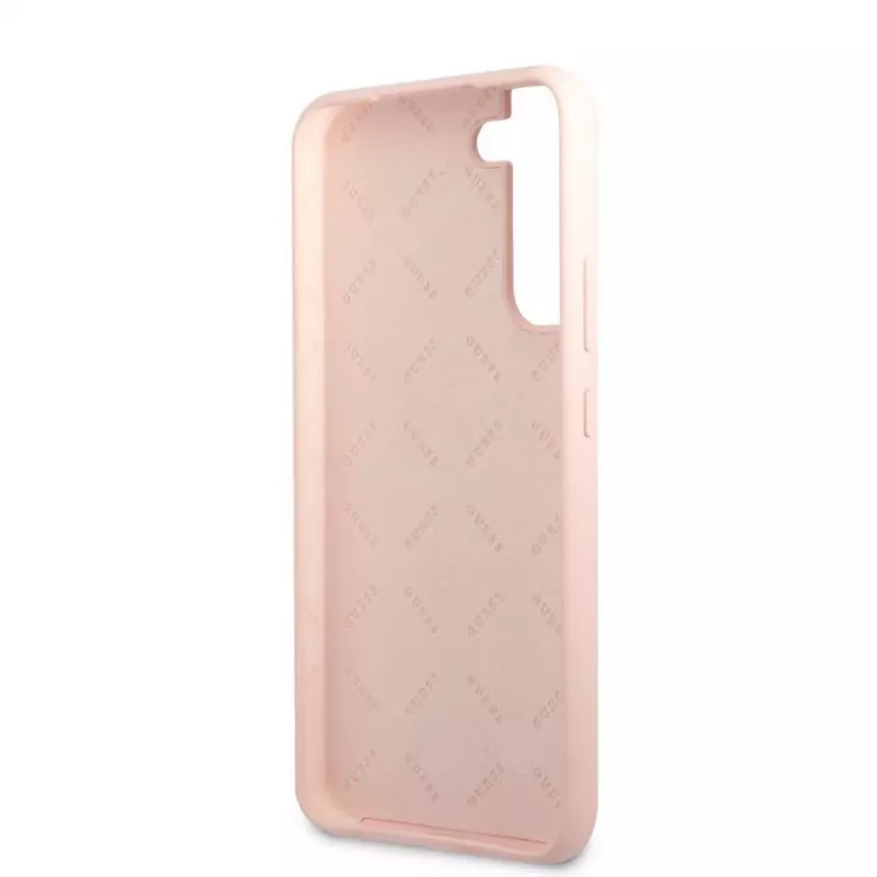 Guess Silicone Metal Logo puzdro pre Samsung Galaxy S22 Plus - ružová