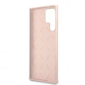 Guess Samsung Galaxy S22 Ultra Silicone Metal Logo puzdro ružová
