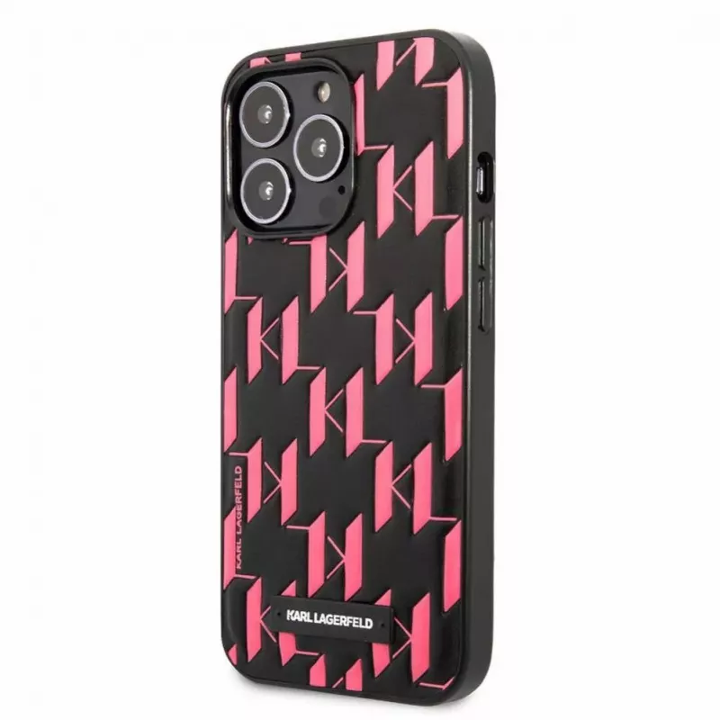 Karl Lagerfeld Apple iPhone 13 Pro Monogram Plaque puzdro čierna ružová