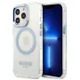 Guess Apple iPhone 13 Pro Max 6,7 palca pevné puzdro Metal Outline Magsafe transparentná modrá