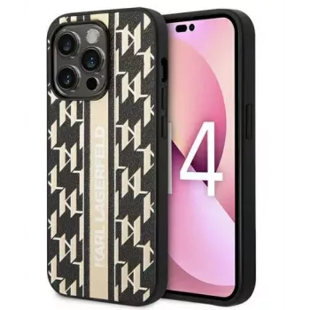 Karl Lagerfeld Apple iPhone 14 Pro 6.1 pevné puzdro Monogram Stripe hnedá