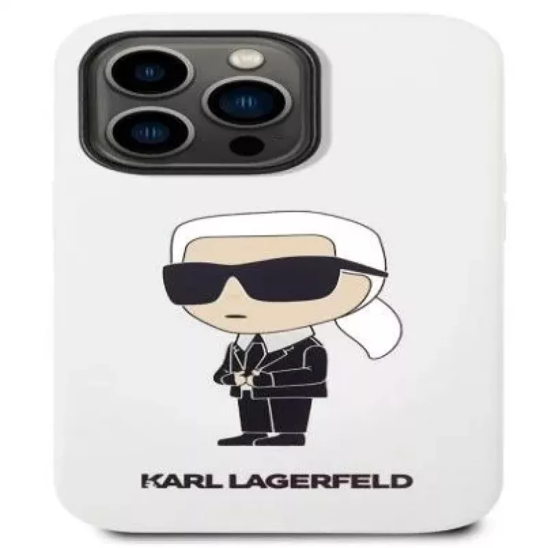 Karl Lagerfeld Apple iPhone 14 Pro Liquid Silicone Ikonik NFT puzdro biela