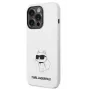 Karl Lagerfeld Apple iPhone 14 Pro puzdro z tekutého silikónu Choupette NFT biela