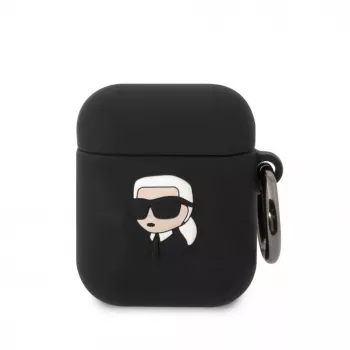 Karl Lagerfeld 3D Logo NFT Karl Head silikónové puzdro pre AirPods 1/2 čierna
