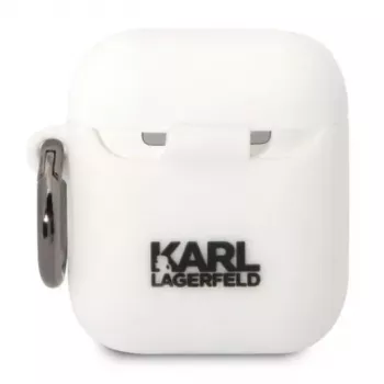 Karl Lagerfeld Apple AirPods 1/2 3D Logo NFT Karl Head silikónové puzdro biela