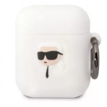 Karl Lagerfeld Apple AirPods 1/2 3D Logo NFT Karl Head silikónové puzdro biela