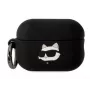Karl Lagerfeld Apple AirPods 3 Logo NFT Choupette Head silikónové puzdro čierna