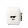Karl Lagerfeld 3D Logo NFT Choupette Head silikónové puzdro pre AirPods 1/2 biela