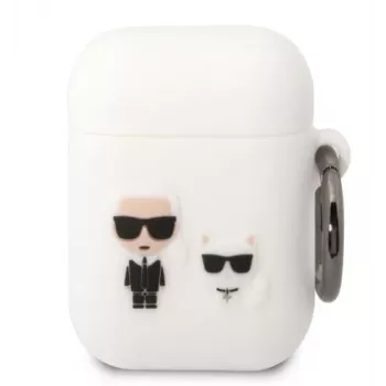 Karl Lagerfeld AirPods 1/2 Choupette silikónové puzdro biela