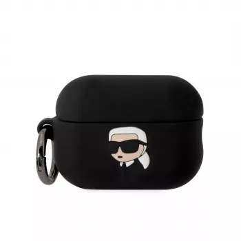 Karl Lagerfeld 3D Logo NFT Karl Head silikónové puzdro pre AirPods Pro 2 čierna