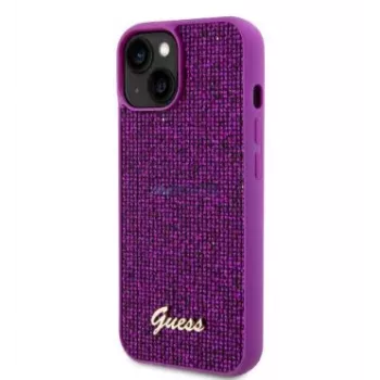 Guess Apple iPhone 15 puzdro Sequin Script Logo magenta