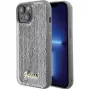 Guess iPhone 15 pevné puzdro HC Sequin Script Metal Silver