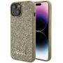 Guess Apple iPhone 15 pevné puzdro HC PU Disco Script Metal Gold