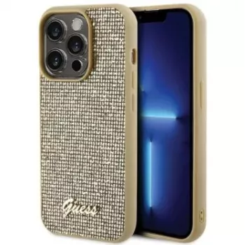Guess Apple iPhone 15 Pro Max pevné puzdro HC PU Disco Script Metal Gold