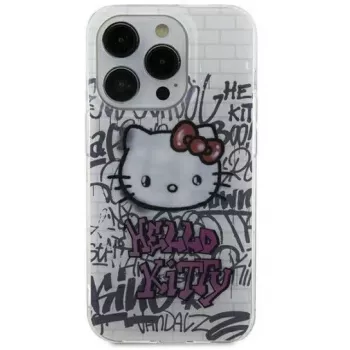 Hello Kitty HKHCP15SHDGPHT iPhone 15 / 14 / 13 6,1 pevné puzdro IML Kitty On Bricks Graffiti biela