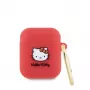 Hello Kitty puzdro pre Apple AirPods 1/2 silikónové 3D Kitty Head červené