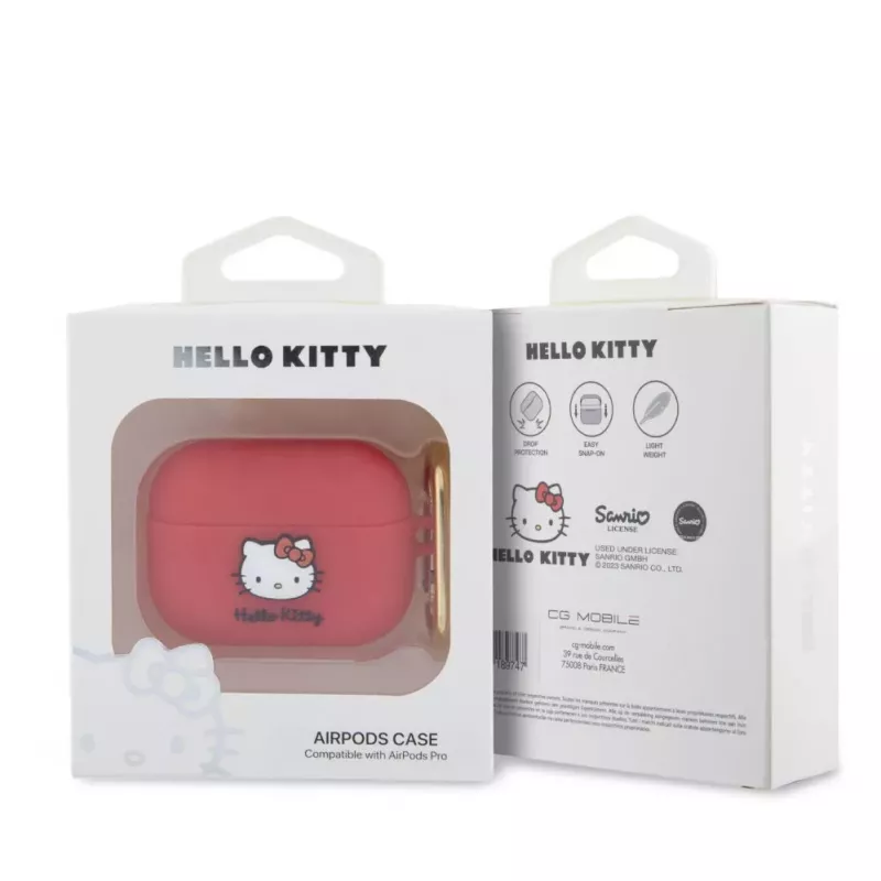 Hello Kitty Apple AirPods Pro puzdro silikónové 3D Kitty Head červená