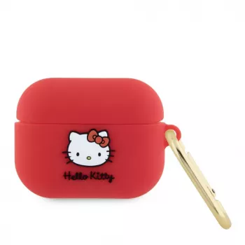 Hello Kitty Apple AirPods Pro puzdro silikónové 3D Kitty Head červená