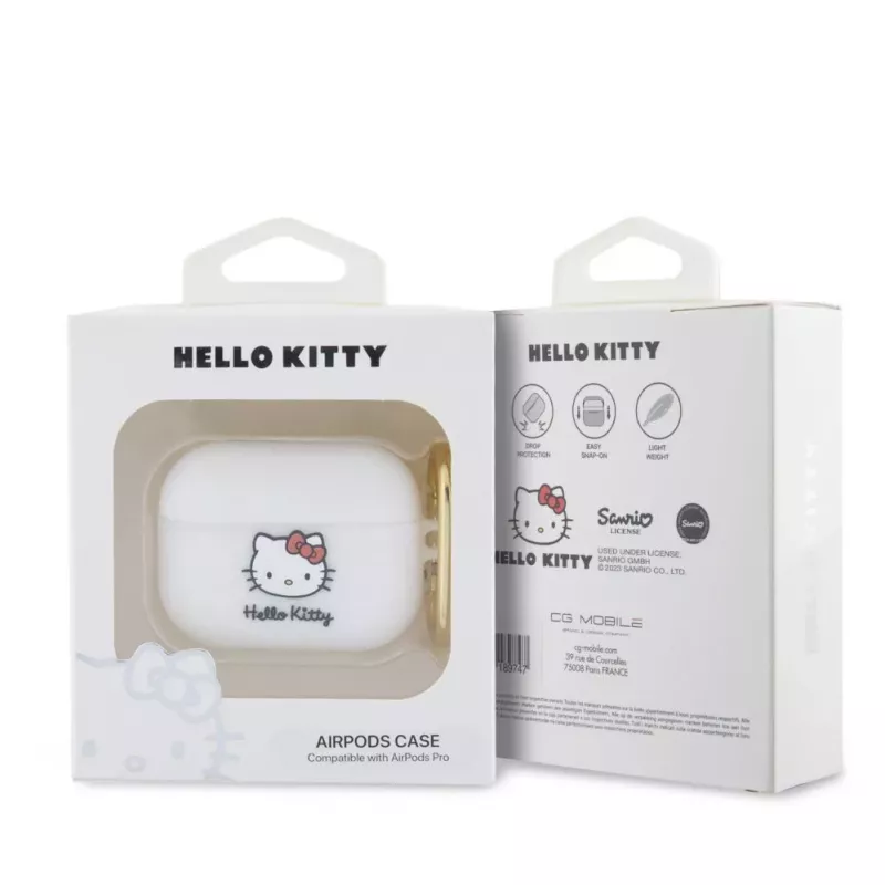 Hello Kitty Apple AirPods Pro puzdro silikónové 3D Kitty Head biela