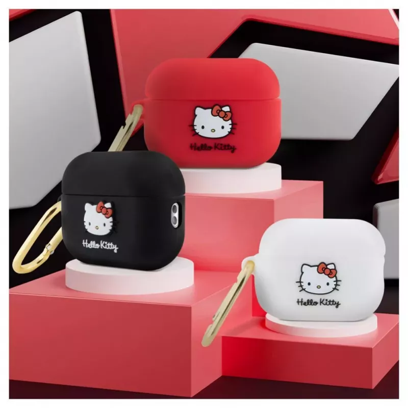 Hello Kitty Apple AirPods Pro puzdro silikónové 3D Kitty Head biela