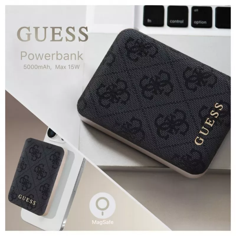 Guess powerbanka MagSafe 5000mAh 4G PU čierna