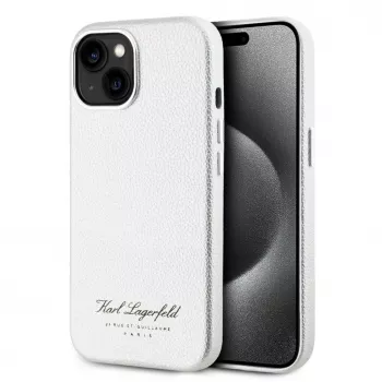 Karl Lagerfeld zrnité PU Hotel RSG puzdro pre iPhone 15 sivá