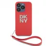 DKNY Apple iPhone 15 Pro Max PU kožené puzdro Stack Logo s pútkom na zápästie červené