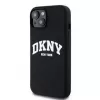 DKNY Apple iPhone 15 Hardcase Liquid Silicone White Printed Logo MagSafe čierna