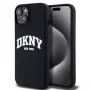 DKNY Apple iPhone 15 Hardcase Liquid Silicone White Printed Logo MagSafe čierna