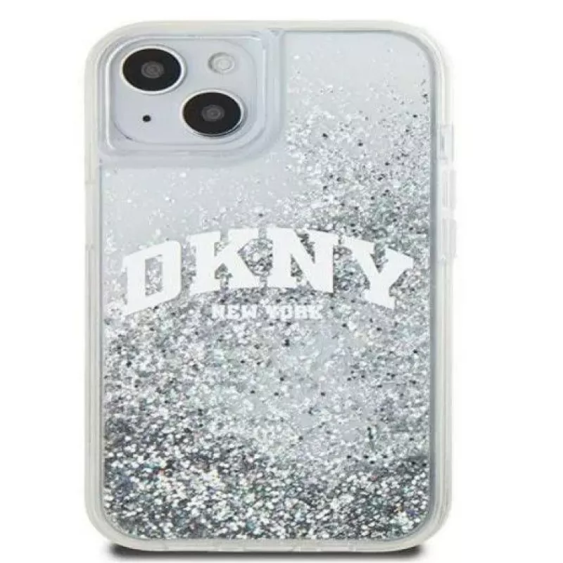 DKNY Apple iPhone 15 pevné puzdro Liquid Glitter Big Logo čierne