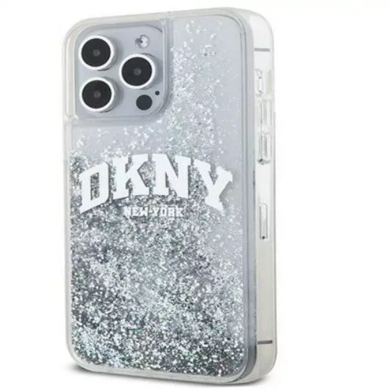DKNY Apple iPhone 15 Pro 6.1 pevné puzdro Liquid Glitter Big Logo čierne