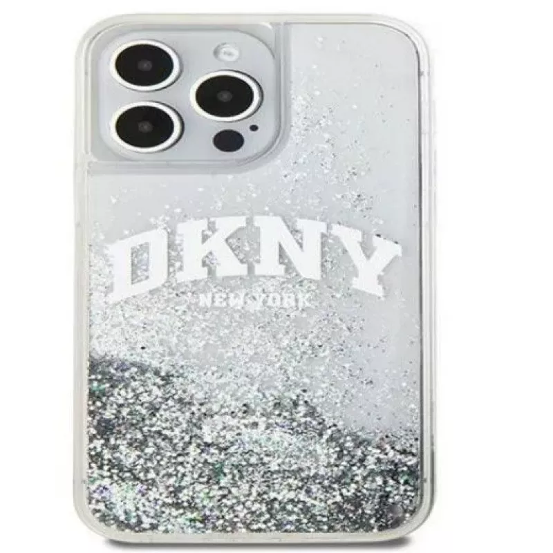 DKNY Apple iPhone 15 Pro 6.1 pevné puzdro Liquid Glitter Big Logo čierne