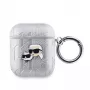 Karl Lagerfeld PU Embossed Karl and Choupette Heads puzdro pre AirPods 1/2 strieborná