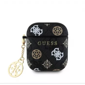 Guess AirPods 1/2 PU 4G Peony Charm puzdro čierne