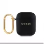 Guess Apple AirPods 1/2 PU zrnité puzdro Classic Logo čierne
