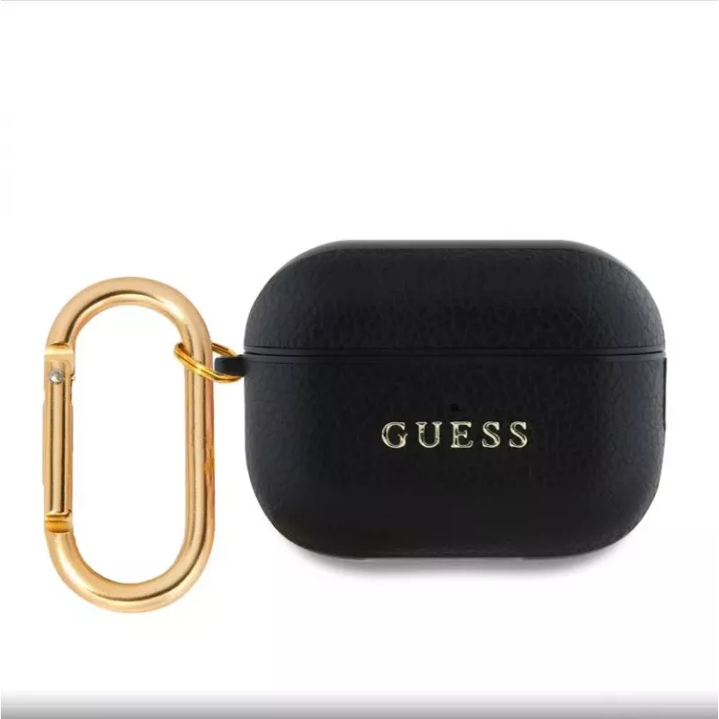 Guess Apple AirPods Pro 2 PU zrnité puzdro Classic Logo čierne