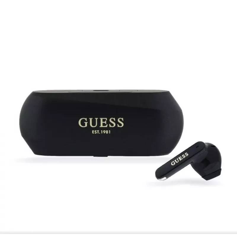 Guess Elongated Metallic ENC TWS bezdrôtové slúchadlá čierne