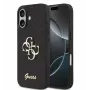 Guess Apple iPhone 17 PU pevné puzdro Glitter 4G Metal Logo čierne