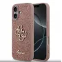 Guess PU Fixed Glitter 4G Metal Logo Puzdro pre iPhone 17, ružové