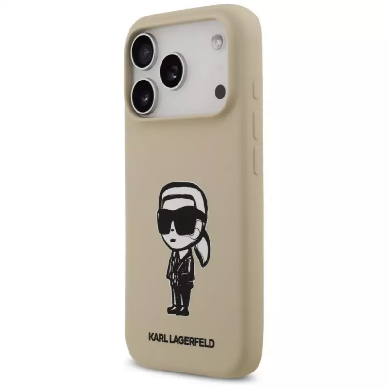 Karl Lagerfeld Apple iPhone 17 Pro silikónové puzdro s MagSafe - hnedé (KL Sketch & Logo)