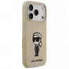 Karl Lagerfeld Apple iPhone 17 Pro silikónové puzdro s MagSafe - hnedé (KL Sketch & Logo)