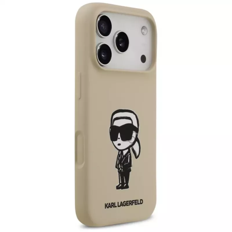 Karl Lagerfeld Apple iPhone 17 Pro silikónové puzdro s MagSafe - hnedé (KL Sketch & Logo)