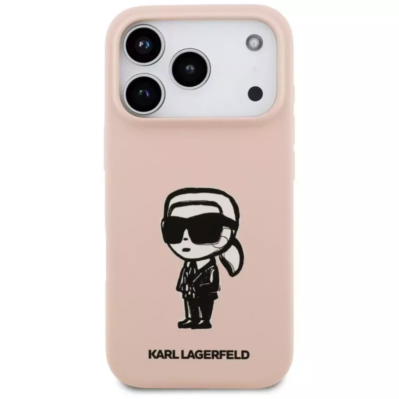 Karl Lagerfeld Silikónové puzdro pre iPhone 17 Pro s MagSafe, KL Sketch & Logo, ružové