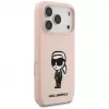 Karl Lagerfeld Silikónové puzdro pre iPhone 17 Pro s MagSafe, KL Sketch & Logo, ružové